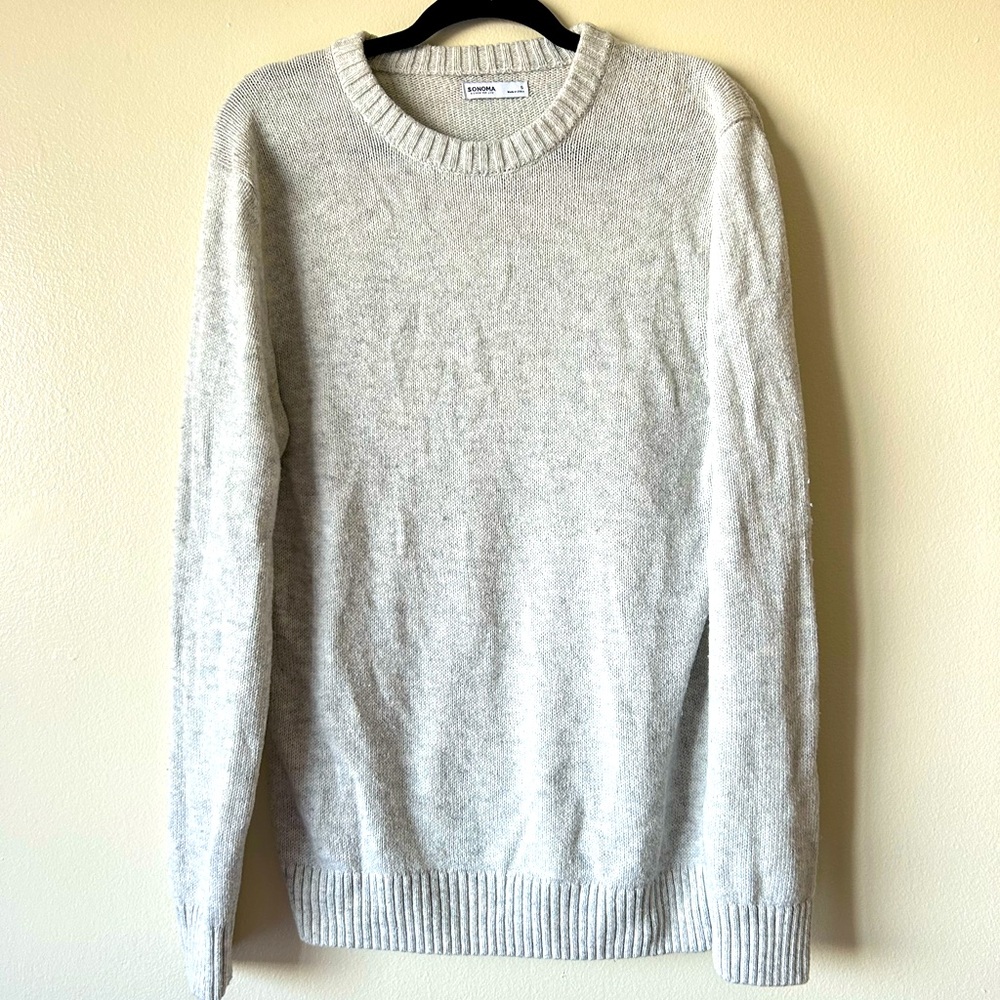 Sonoma Small Gray Tight Knit Crewneck Sweater Cotton Acrylic Blend